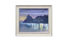 กรอบรูปภาพสีน้ำมันสิ่งแวดล้อมชายทะเล